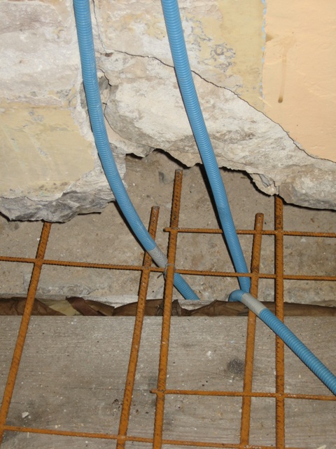 Steel rebar let into the walls