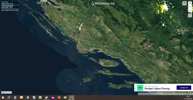 Blitzortung.com showed the only storm in Croatia