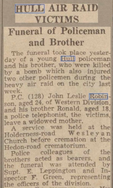 Hull Daily Mail funeral report