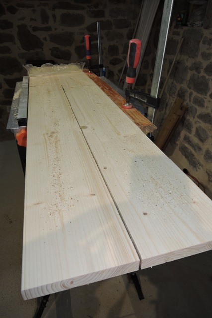 Cutting the Douglas Fir boards using a table saw