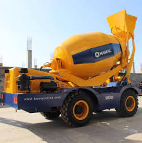 A self propelled cement mixer
