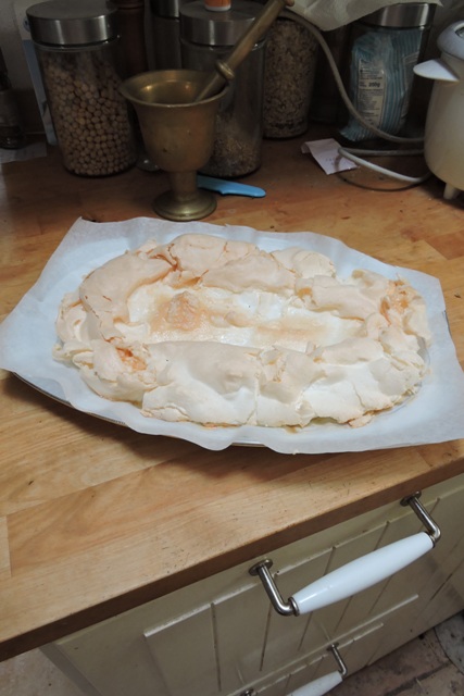 Pavlova shell ready for the fruit