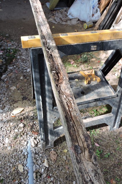 Wooden lats rotting from the underside