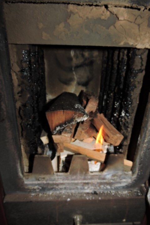 Starting the wood stove