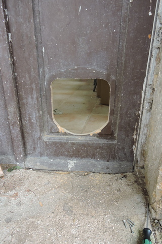 Old cat flap removed