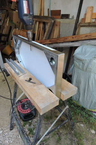 Drilling the tables for bolts