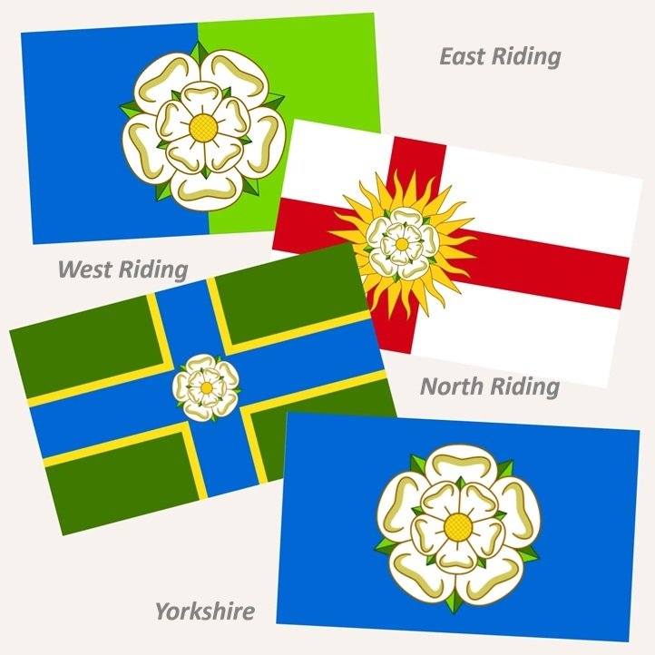The flags of the different Ridings