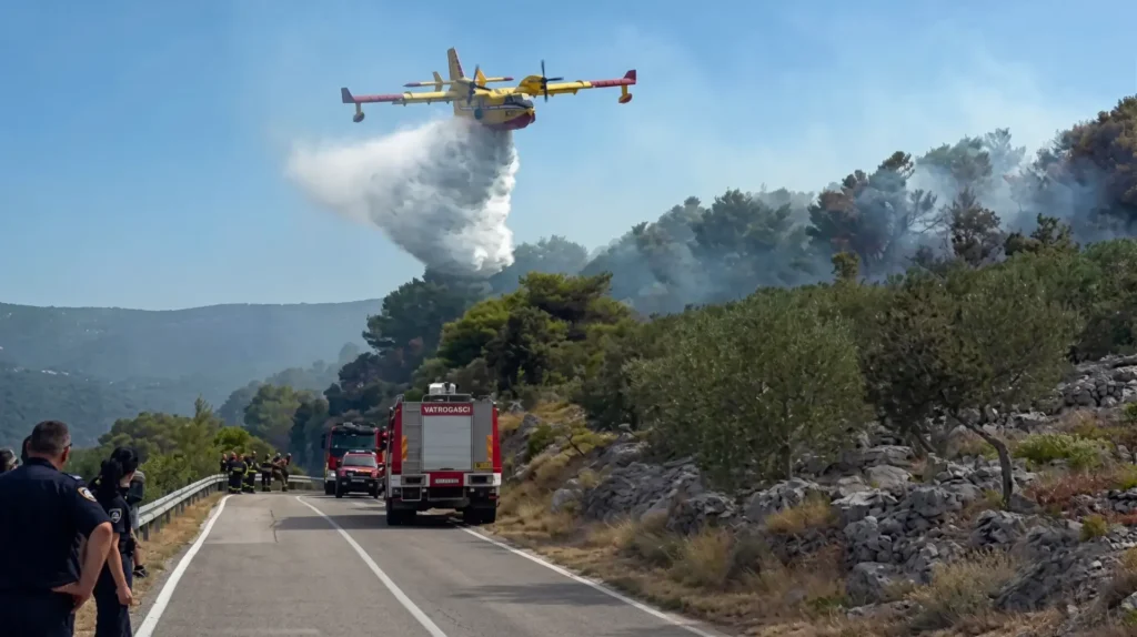 Canadair dropping water on Friday - Photo: Kristijan Anti