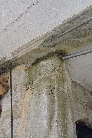 Damp ingress around the pillar