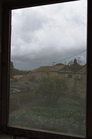 Rain hides the island of Brač