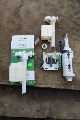 Old and new cistern parts